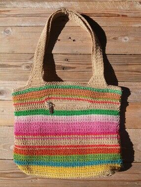 The Sak Rainbow Multicolored Crocheted Boho Purse/ Y2K